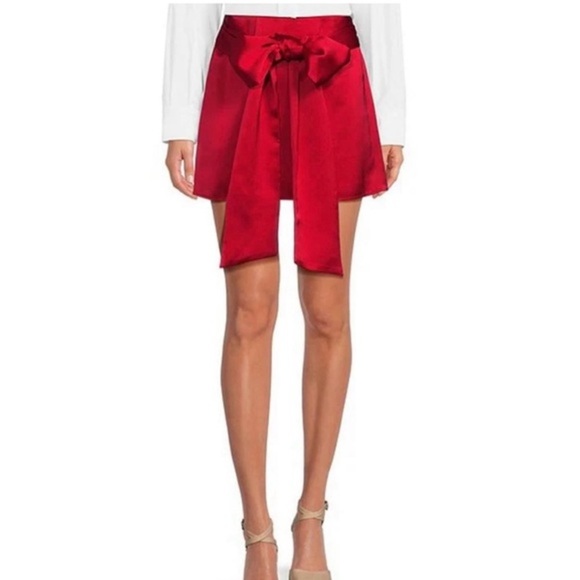 red satin bow tie skirt Gianni bini Nwt - Picture 1 of 4
